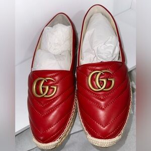 *NEW FIRM PRICE $250.00 USD* Gucci Hibiscus Red Espadrille Double G